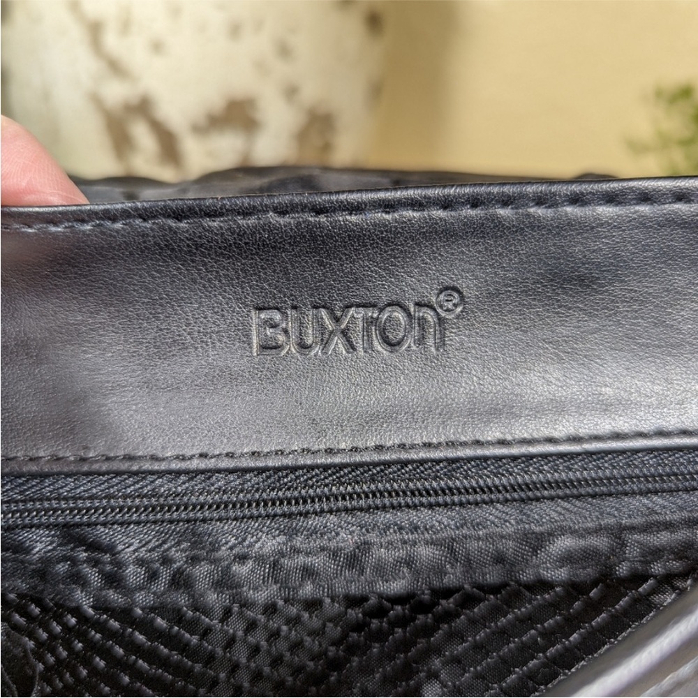 Buxton Black Leather Crossbody Expandable Messenger Bag Unisex Vintage - Picture 6 of 7